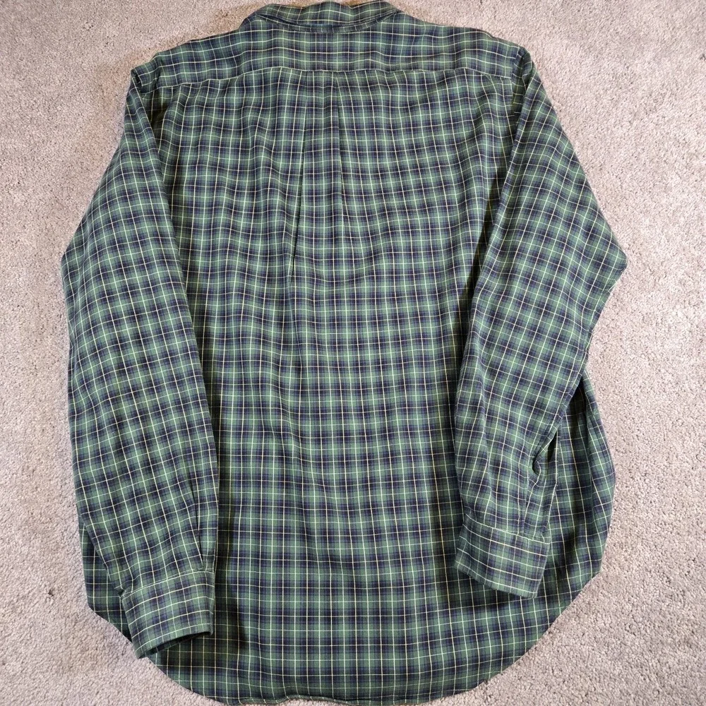 Polo Ralph Lauren Mens Large Blue‎ Green Plaid Long Sleeve Pony Logo